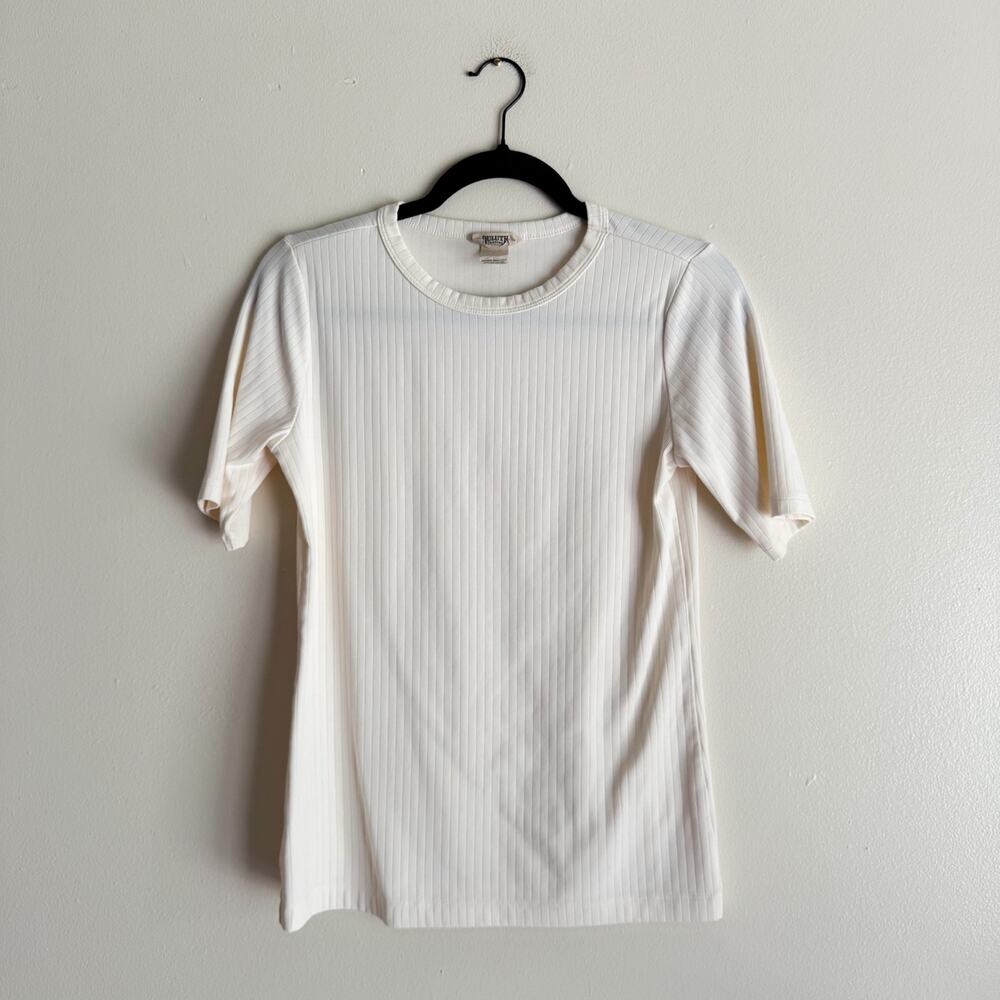 Duluth Cream Off White Ribbed Short Sleeve Tee XS Pima Cotton Norm Minimal